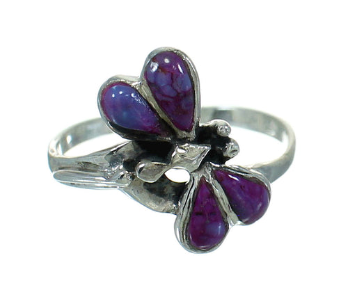 Sterling Silver Southwest Magenta Turquoise Dragonfly Ring Size 6-1/2 AX79386